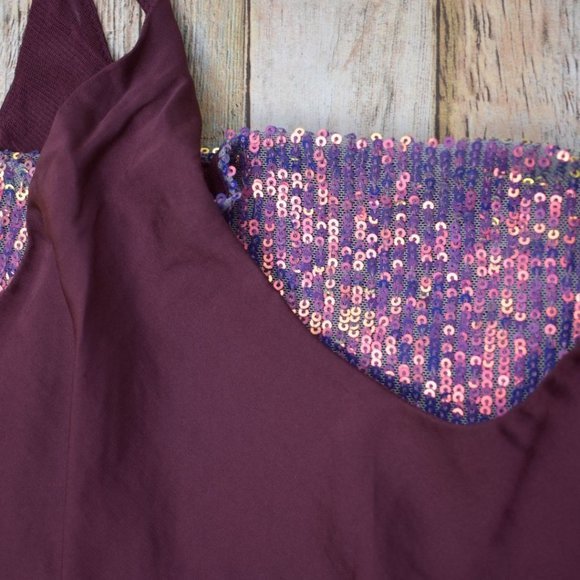Free People Turn It On Satin Sequin Bandeau Cami‎ Babydoll Tank Plum Purple - Picture 6 of 16